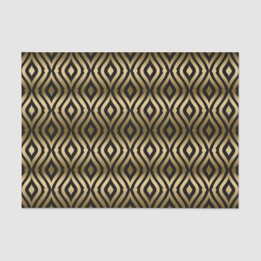 Schwarz und Imitate Goldenes Quatrefolienmuster Seidenpapier (Vorderseite)