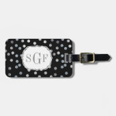 Schwarz und Imitate Silver Glitzer City Dots Monog Gepäckanhänger (Vorderseite horizontal)