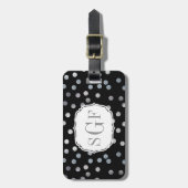 Schwarz und Imitate Silver Glitzer City Dots Monog Gepäckanhänger (Vorderseite vertikal)
