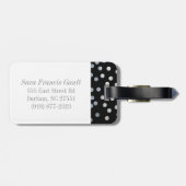 Schwarz und Imitate Silver Glitzer City Dots Monog Gepäckanhänger (Rückseite horizontal)