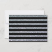 Schwarz und Imitate Silver Glitzer Stripe Wedding  RSVP Karte (Rückseite)