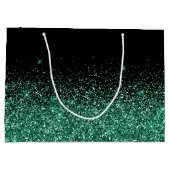 Schwarz und Jäger Grüner Glitzer Eleganter Name Große Geschenktüte (Rückseite)