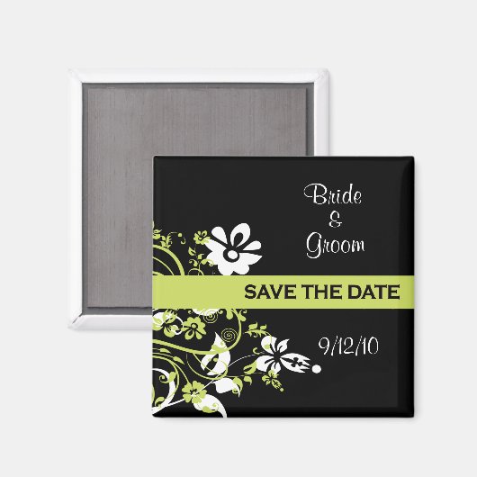 Schwarz und Kalkgrün speichern Datumsmagnete Magnet (Vorderseite/Rückseite)