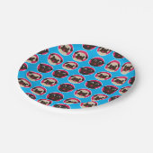 Schwarz-und Kitz-Mops-Köpfe im Kreis-Party-Teller Pappteller (Schrägansicht)