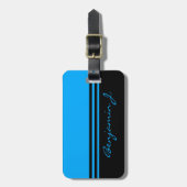 Schwarz-und Kobalt-Blau-abgestreifter Gepäckanhänger (Vorderseite vertikal)