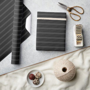 Schwarz- und Kohle fünf Streifenmuster Geschenkpapier