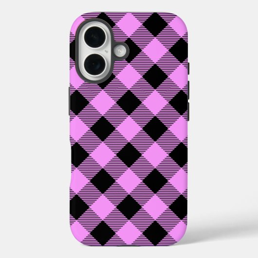 Schwarz und Korallen kariert Case-Mate iPhone Hülle (Rückseite)
