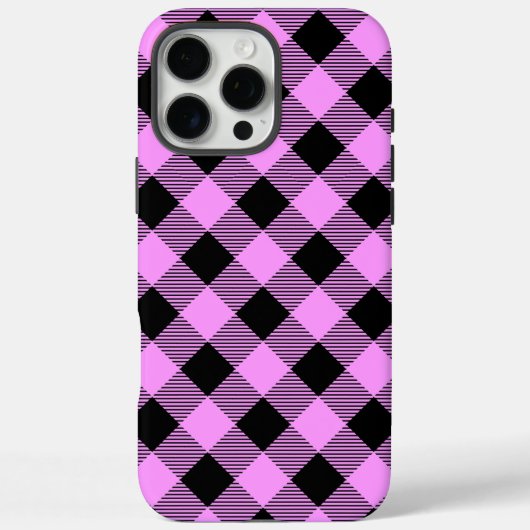 Schwarz und Korallen Kariert Case-Mate iPhone Hülle (Rückseite)