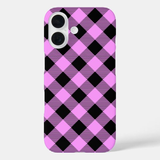 Schwarz und Korallen Kariert Case-Mate iPhone Hülle (Rückseite)