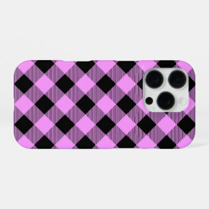Schwarz und Korallen Kariert iPhone 16 Pro Hülle