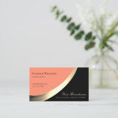 Schwarz und Korallen mit dekorativer Gold Dekorati Visitenkarte (Stehend Vorderseite)