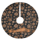 Schwarz und Kupfer Snowflake Weihnachtsbaumrock Polyester Weihnachtsbaumdecke (Vorderseite)