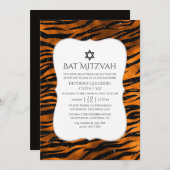 Schwarz und Kupfer Tiger Streifen Muster Bat Mitzv Einladung (Vorne/Hinten)