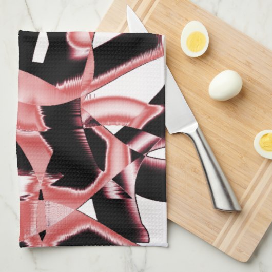 Schwarz- und Lachsschrott, vernichtete Bänder auf Geschirrtuch (Viertel Falte)