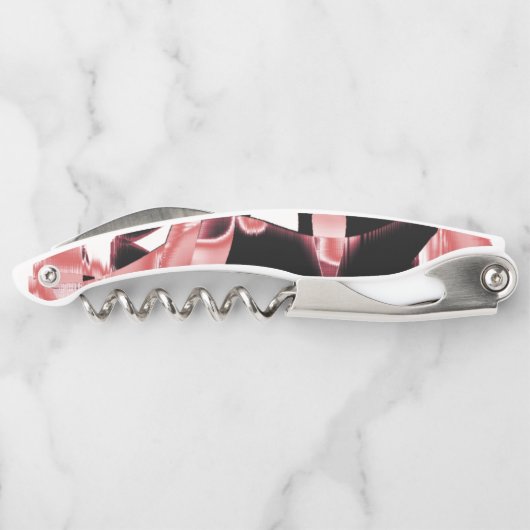 Schwarz- und Lachsschrott, vernichtete Bänder auf Kellnermesser (Rückseite)