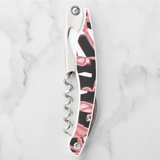 Schwarz- und Lachsschrott, vernichtete Bänder auf  Kellnermesser (Vorderseite)