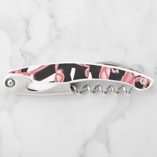 Schwarz- und Lachsschrott, vernichtete Bänder auf  Kellnermesser (Vorderseite)