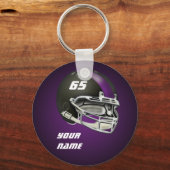 Schwarz und Lila Fußballhelm Schlüsselanhänger (Vorderseite)