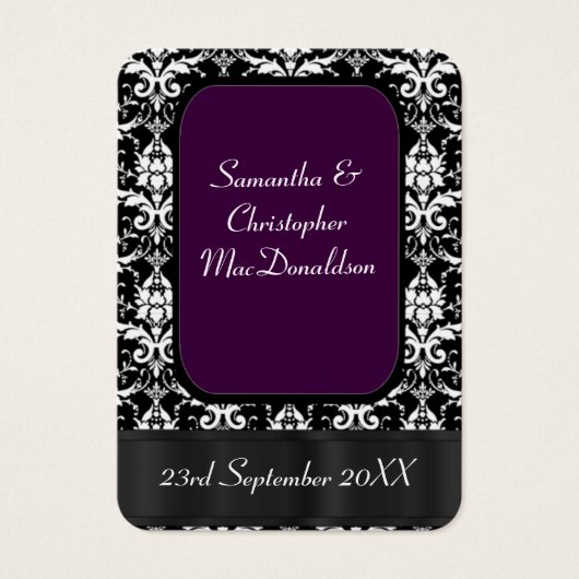 Schwarz und lila Gastgeschenk Hochzeit danke (Vorderseite)