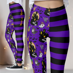 Schwarz und Lila gestrichen Hexenkostüm Leggings