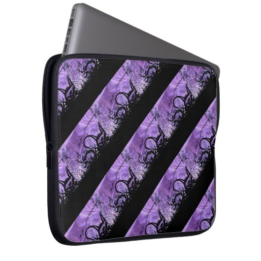 Schwarz und Lila gestrichenes Muster - Laptop-Sieb Laptopschutzhülle (Vorne Rechts)