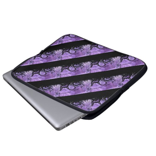 Schwarz und Lila gestrichenes Muster - Laptop-Sieb Laptopschutzhülle (Vorne Knopf)