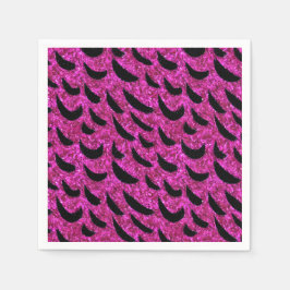 Schwarz und Lila Glitzer Tierische Druckmuster Serviette