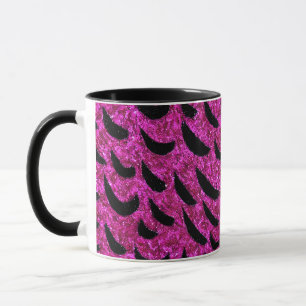 Schwarz und Lila Glitzer Tierische Druckmuster Tasse