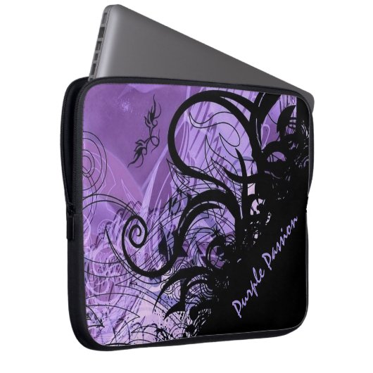 Schwarz und Lila Goth-Muster - Laptop-Sieb Laptopschutzhülle (Vorne Rechts)