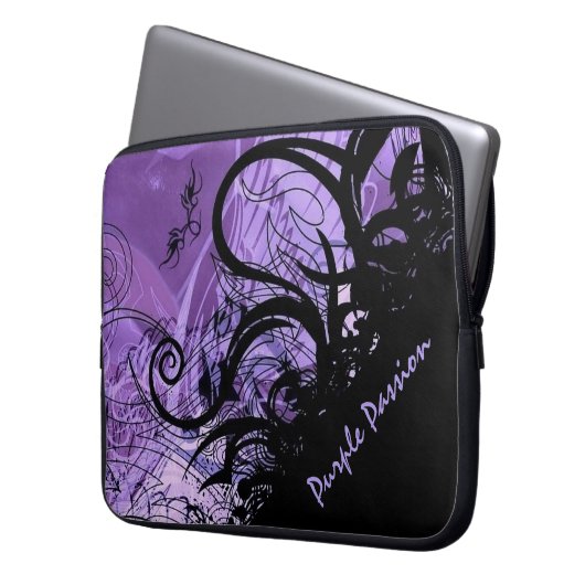 Schwarz und Lila Goth-Muster - Laptop-Sieb Laptopschutzhülle (Vorderseite Links)