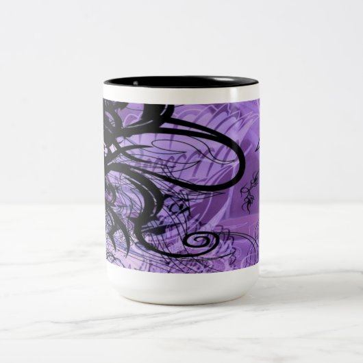 Schwarz und Lila Goth Pattern Kaffeemaschine Tasse (Mittel)