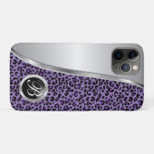 Schwarz und Lila Leopard | Monogramm Case-Mate iPhone Hülle (Rückseite (Horizontal))