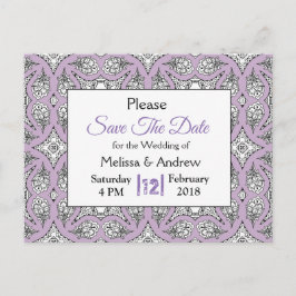 Schwarz und Lila Mandala Hochzeit Sichern Sie das  Ankündigungspostkarte