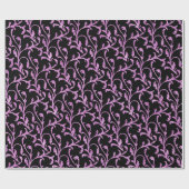 Schwarz und Lila Muster Spooky Halloween Vibe Geschenkpapier (Flach)