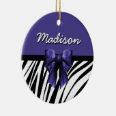Schwarz und Lila Ribbon Bow Zebra Print Keramik Ornament (Rechts)