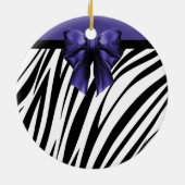 Schwarz und Lila Ribbon Bow Zebra Print Keramik Ornament (Hinten)