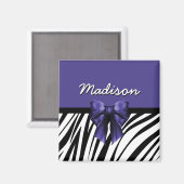 Schwarz und Lila Ribbon Bow Zebra Print Magnet (Vorderseite/Rückseite)