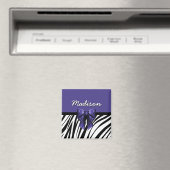 Schwarz und Lila Ribbon Bow Zebra Print Magnet (In Situ (Geschirrspüler))