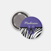 Schwarz und Lila Ribbon Bow Zebra Print Magnet (Vorderseite/Rückseite)