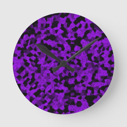Schwarz und Lila Runde Wanduhr (Vorderseite)