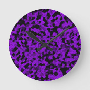 Schwarz und Lila Runde Wanduhr