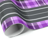 Schwarz und Lila - Tartan Geschenkpapier (Rolleneckpunkt)
