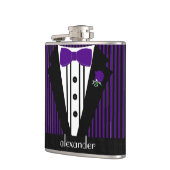 Schwarz und Lila Tuxedo - Trauzeugen Geschenk Flachmann (Links)