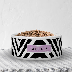 Schwarz und Lila Zebra Print Monogram Napf