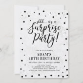 Schwarz und Marmor | Modern Surprise Birthday Part Einladung (Vorderseite)