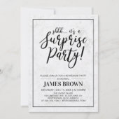 Schwarz und Marmor | Modern Surprise Retirement Pa Einladung (Vorderseite)