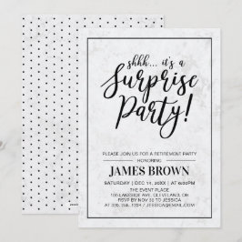 Schwarz und Marmor | Modern Surprise Retirement Pa Einladung