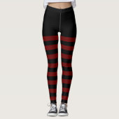 Schwarz und Maroon gestreift Leggings (Vorderseite)