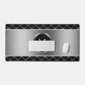 Schwarz und Metallisches Silber Schreibtischunterlage (Tastatur & Maus)