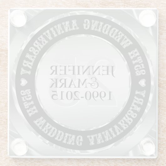 Schwarz und Metallsilber. 25. Jahrestag Glasuntersetzer (Rückseite)